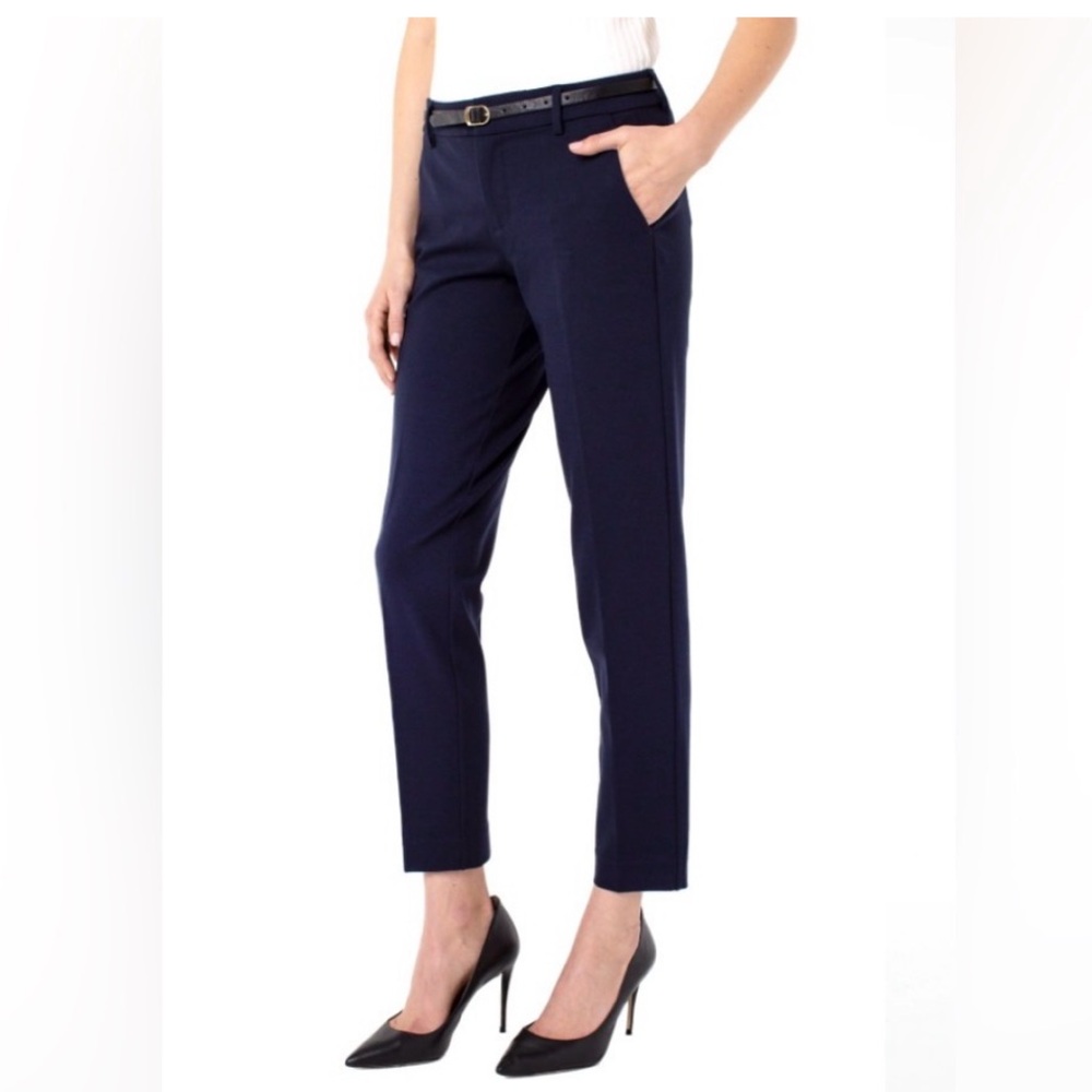 NWT LIVERPOOL Kelsey Kool-Knit Trouser Women’s size 2 / 26 Navy Blue Office work